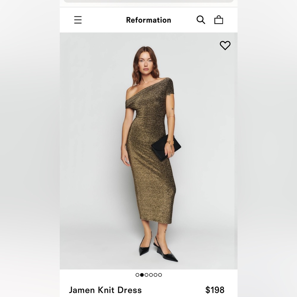Reformation Jamen Knit Dress-Gold Sparkle-M-NWT